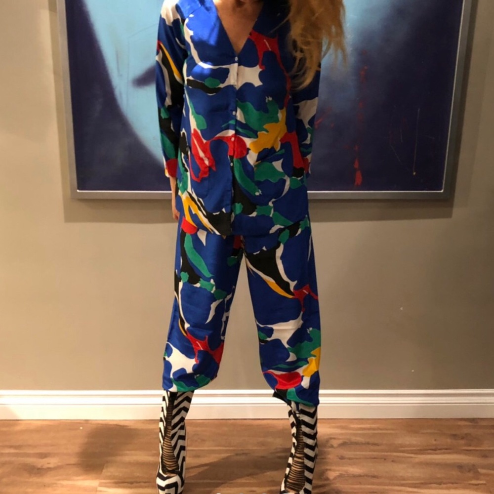 🔺SOLD🔺Vintage 2 piece printed pants - Picture 1 of 3